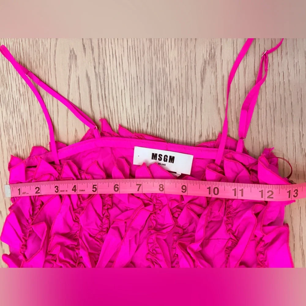 MSGM Fuchsia Ruffled Tiered Midi Dress Size 38 (XS) - Picture 9 of 12